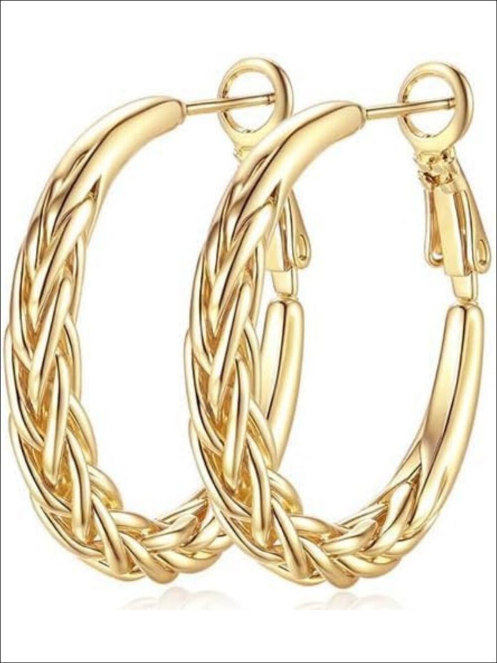 14K Gold Plated Hoop Earrings Fine Weave Design Hypoallergenic